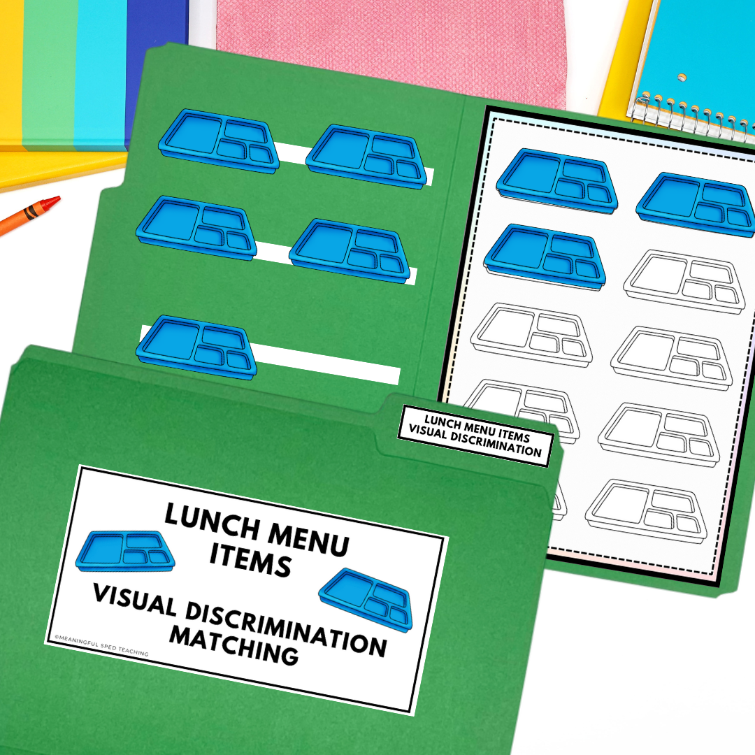 Lunch Menu Items File Folders Errorless Matching and Visual Discrimination