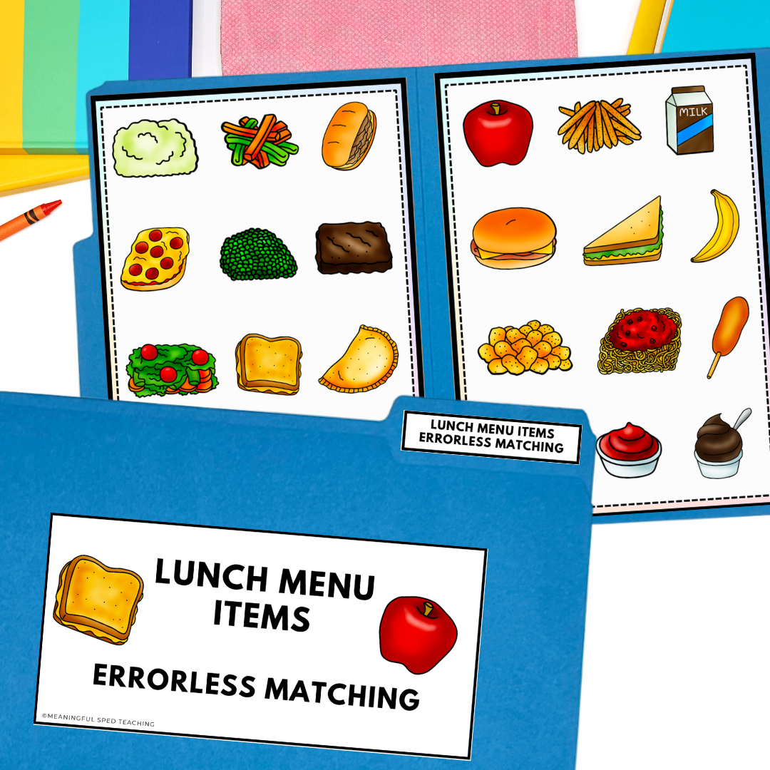 Lunch Menu Items File Folders Errorless Matching and Visual Discrimination