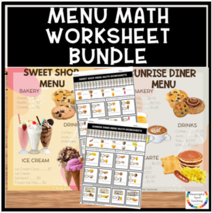 Food Menu Math Money Worksheets Life Skills Printable NO PREP Bundle ...